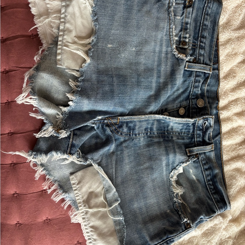 Levi's Blue Frayed Jean Shorts